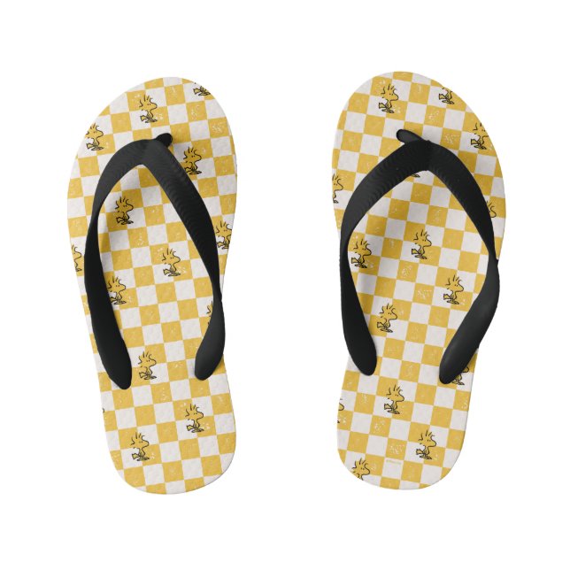 Peanuts | Woodstock Checkered Flag Kid's Flip Flops (Footbed)