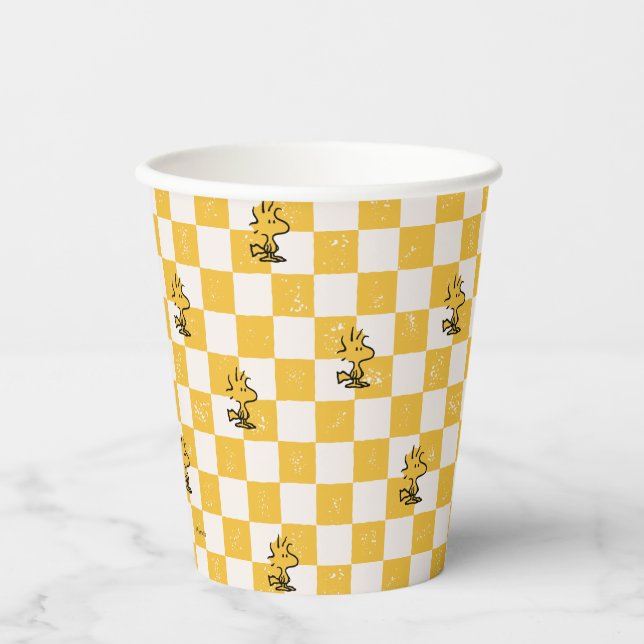 Peanuts | Woodstock Checkered Flag Paper Cups (Front)