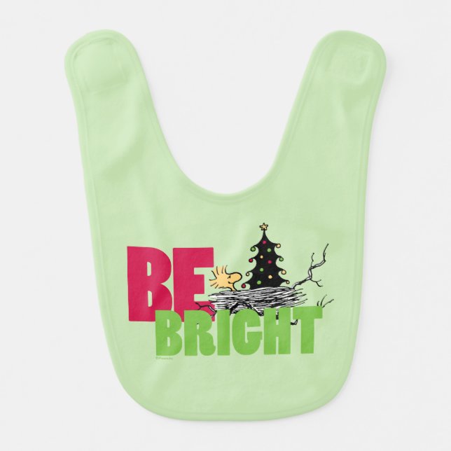 Peanuts | Woodstock Christmas Be Bright Baby Bib (Front)