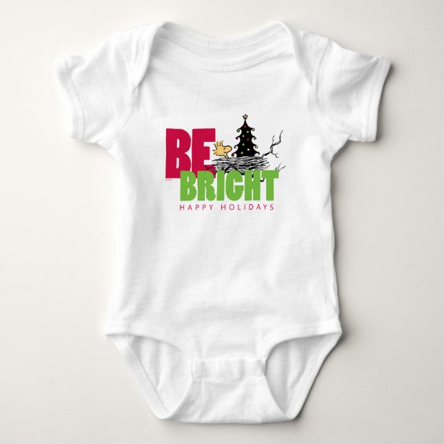 Peanuts | Woodstock Christmas Be Bright Baby Bodysuit (Front)