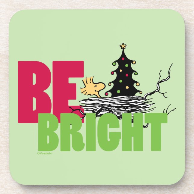 Peanuts | Woodstock Christmas Be Bright Beverage Coaster (Front)