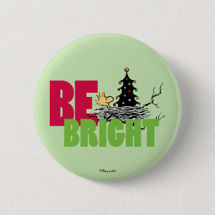 Peanuts Woodstock Christmas Be Bright Button