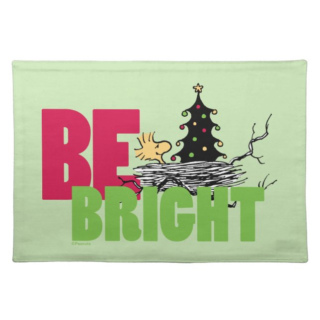 Peanuts | Woodstock Christmas Be Bright Cloth Placemat (Front)