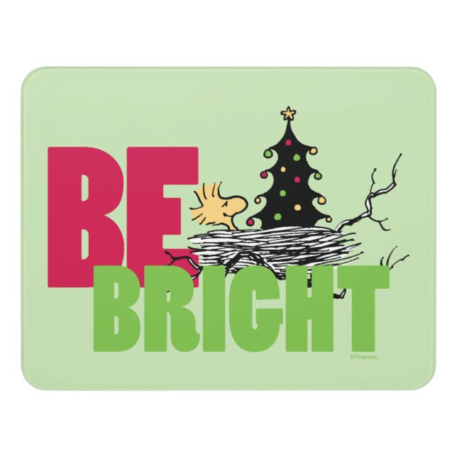 Peanuts | Woodstock Christmas Be Bright Door Sign (Contemporary Front)
