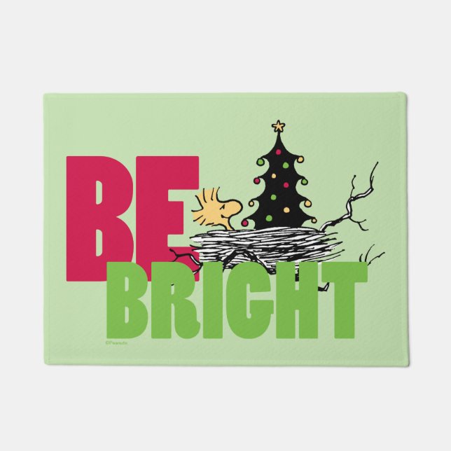 Peanuts | Woodstock Christmas Be Bright Doormat (Front)