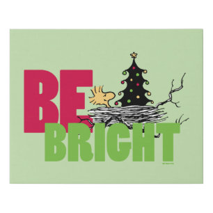Peanuts Woodstock Christmas Be Bright Faux Canvas Print