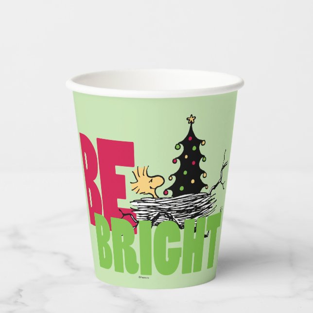 Peanuts | Woodstock Christmas Be Bright Paper Cups (Front)