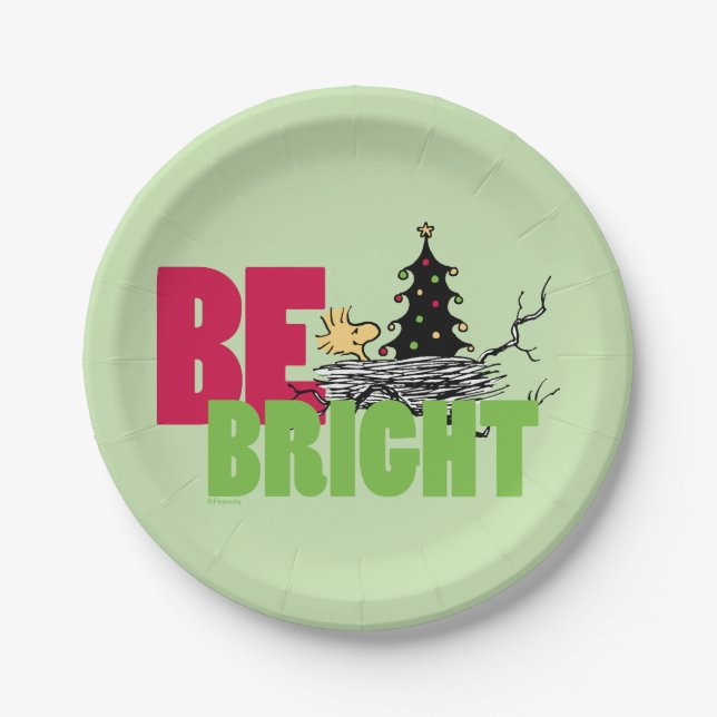 Peanuts | Woodstock Christmas Be Bright Paper Plates (Front)