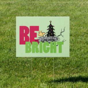 Peanuts Woodstock Christmas Be Bright Sign