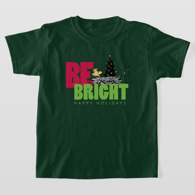 Peanuts | Woodstock Christmas Be Bright T-Shirt (Laydown)