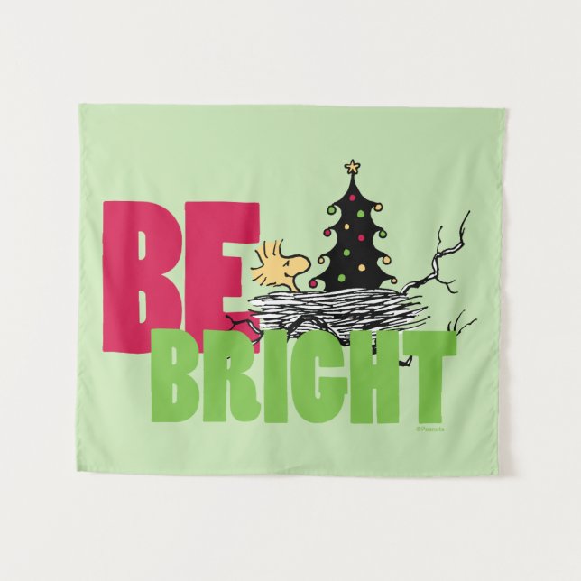 Peanuts | Woodstock Christmas Be Bright Tapestry (Front (Horizontal))