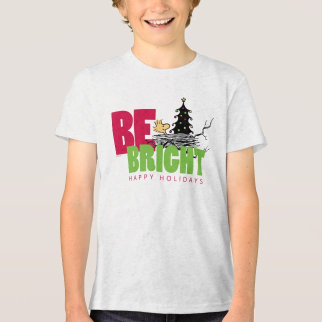 Peanuts | Woodstock Christmas Be Bright Tri-Blend Shirt (Front)