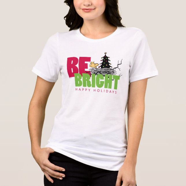 Peanuts | Woodstock Christmas Be Bright Tri-Blend Shirt (Front)