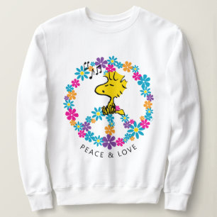 Peanuts   Woodstock Flower Peace Sign Sweatshirt