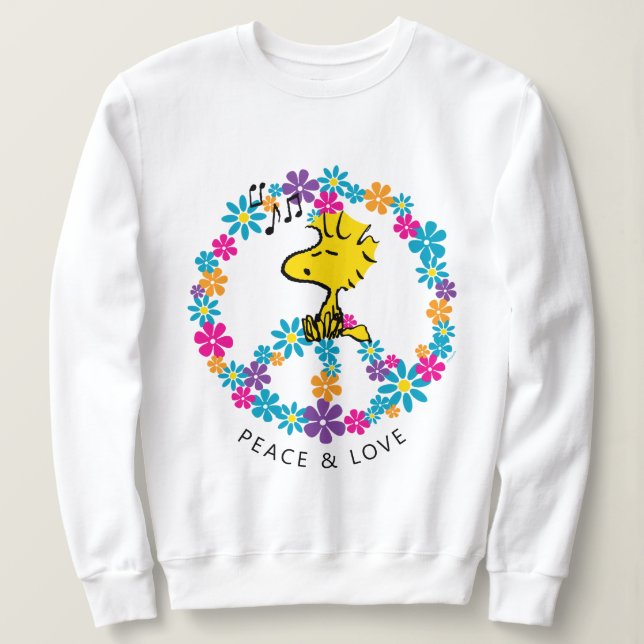 Peanuts | Woodstock Flower Peace Sign Sweatshirt (Design Front)