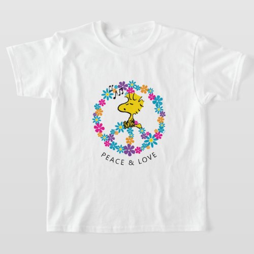 Peanuts  Woodstock Flower Peace Sign T_Shirt