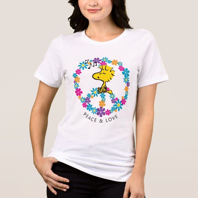 Peanuts | Woodstock Flower Peace Sign Tri-Blend Shirt (Front)