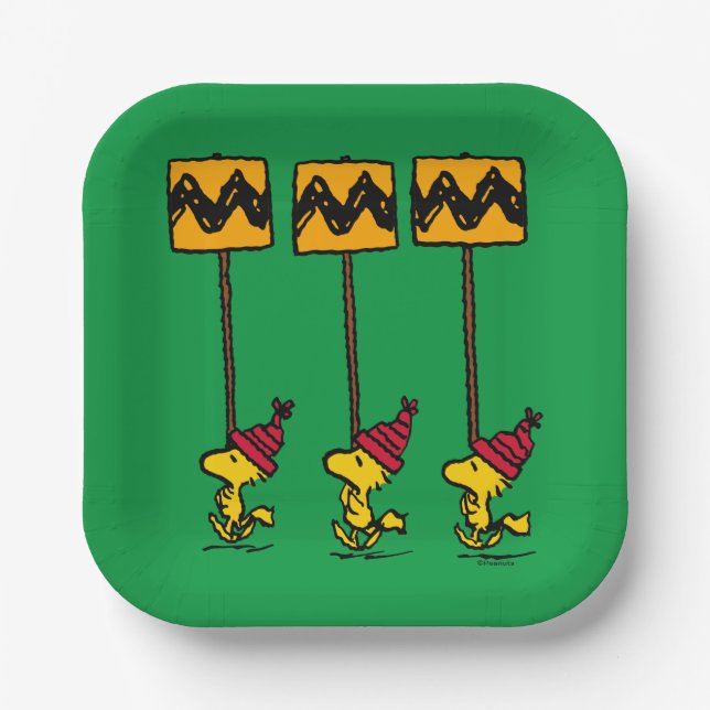 Peanuts | Woodstock & Friends Sign March Paper Plates (Front)