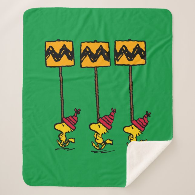 Peanuts | Woodstock & Friends Sign March Sherpa Blanket (Front)