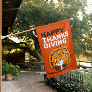 Peanuts   Woodstock - Happy Thanksgiving House Flag
