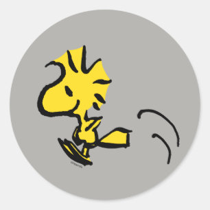 Peanuts Woodstock Jumping Classic Round Sticker