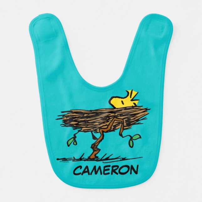 Peanuts | Woodstock Napping Baby Bib (Front)