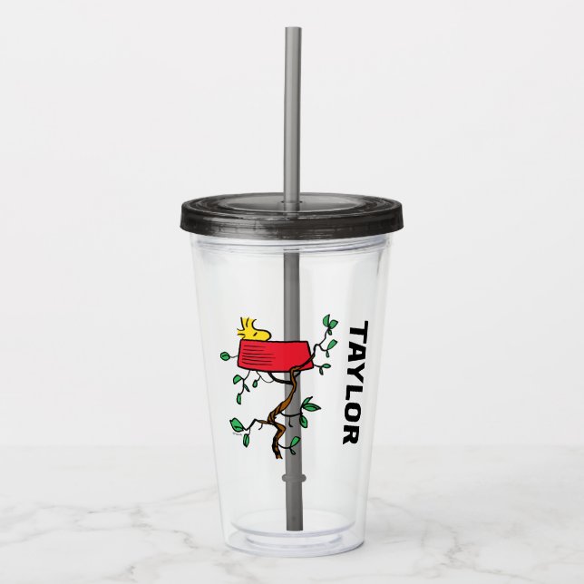 Peanuts | Woodstock Napping in Snoopy's Dish Acrylic Tumbler (Front)