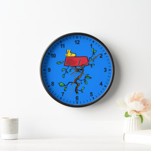 Peanuts Woodstock Napping in Snoopy's Dish Clock