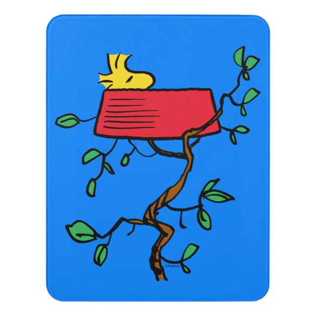 Peanuts | Woodstock Napping in Snoopy's Dish Door Sign (Contemporary Vert)
