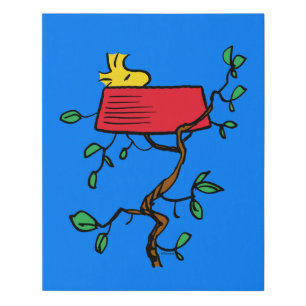 Peanuts   Woodstock Napping in Snoopy's Dish Faux Canvas Print