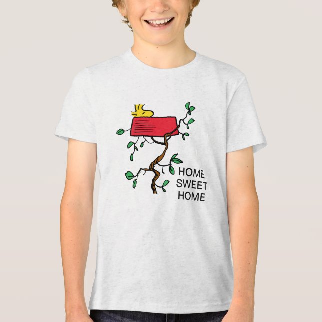 Peanuts | Woodstock Napping in Snoopy's Dish Tri-Blend Shirt (Front)