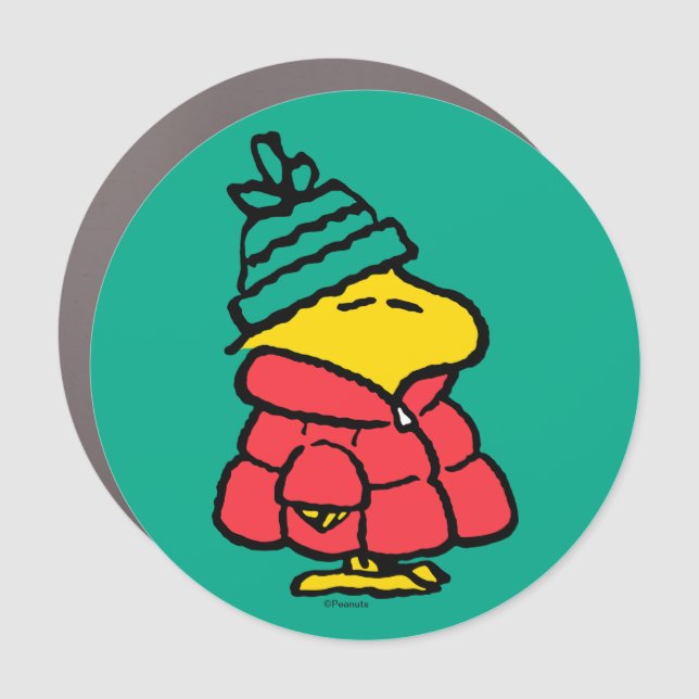 Peanuts | Woodstock Puffy Winter Jacket Car Magnet (Front)