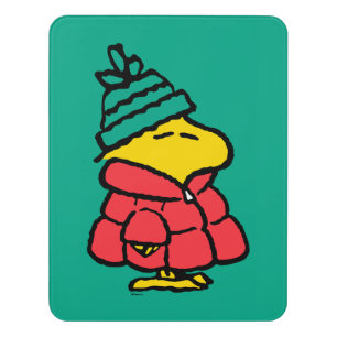 Peanuts Woodstock Puffy Winter Jacket Door Sign