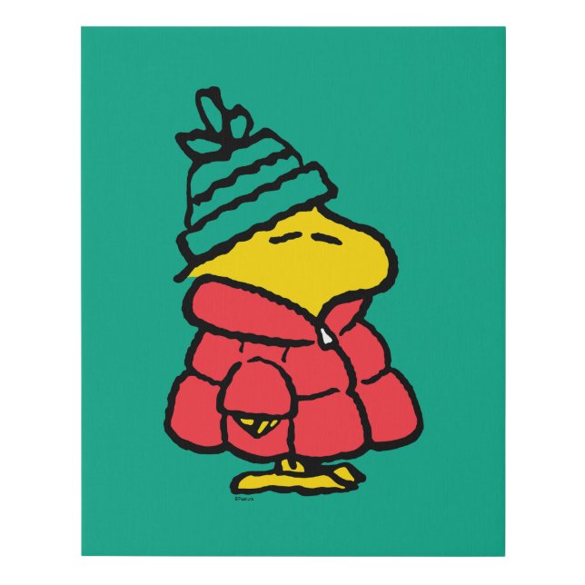 Peanuts | Woodstock Puffy Winter Jacket Faux Canvas Print (Front)