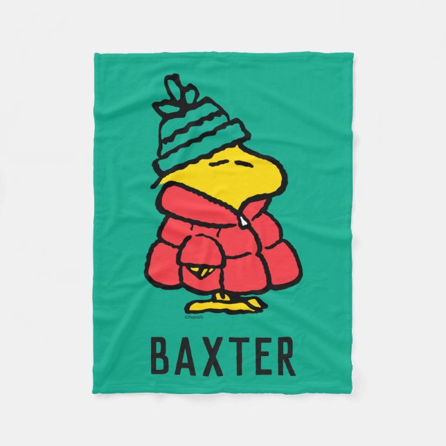 Peanuts | Woodstock Puffy Winter Jacket Fleece Blanket (Front)
