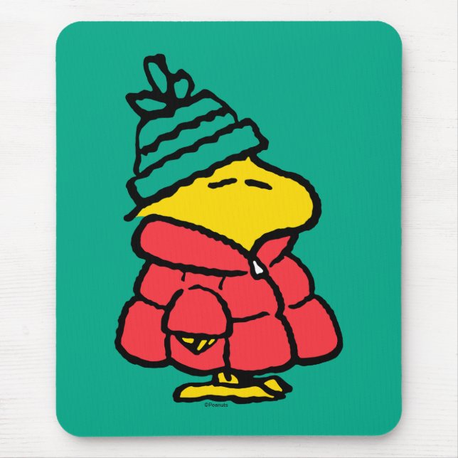Peanuts | Woodstock Puffy Winter Jacket Mouse Pad (Front)