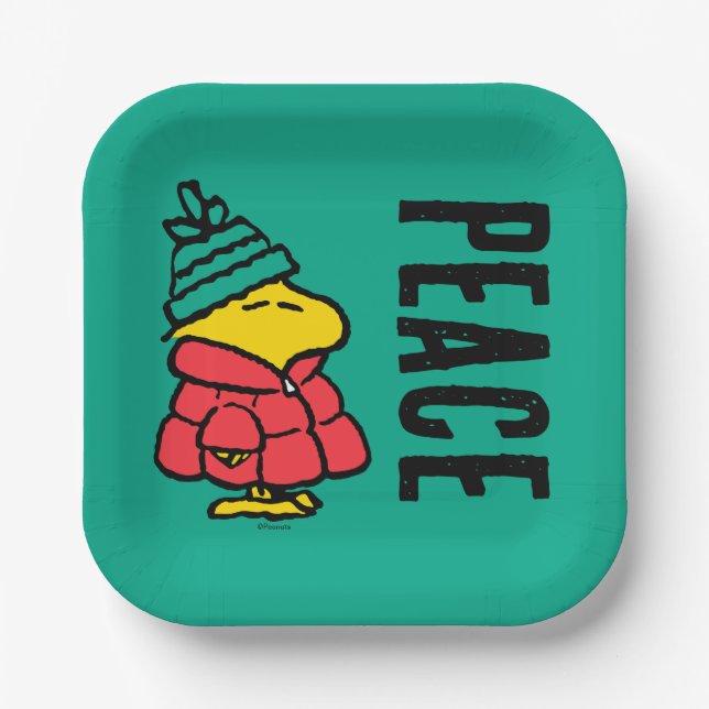 Peanuts | Woodstock Puffy Winter Jacket Paper Plates (Front)