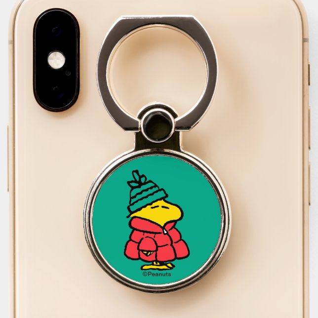 Peanuts | Woodstock Puffy Winter Jacket Phone Ring Stand (Close Up)