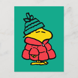 Peanuts   Woodstock Puffy Winter Jacket Postcard