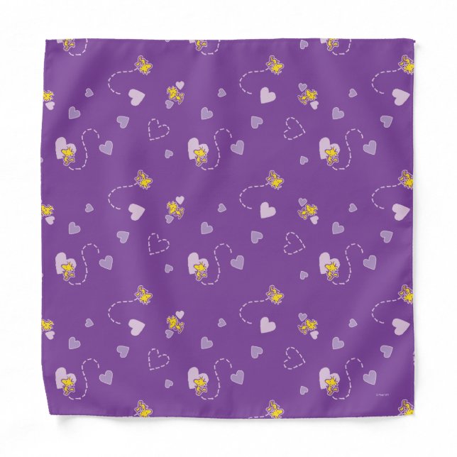 Peanuts | Woodstock Purple Heart Pattern Bandana (Front)