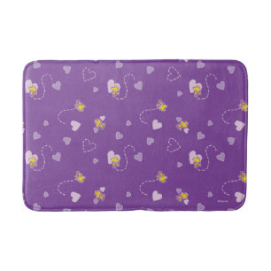 Peanuts Woodstock Purple Heart Pattern Bath Mat