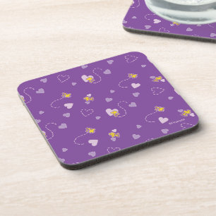 Peanuts Woodstock Purple Heart Pattern Beverage Coaster
