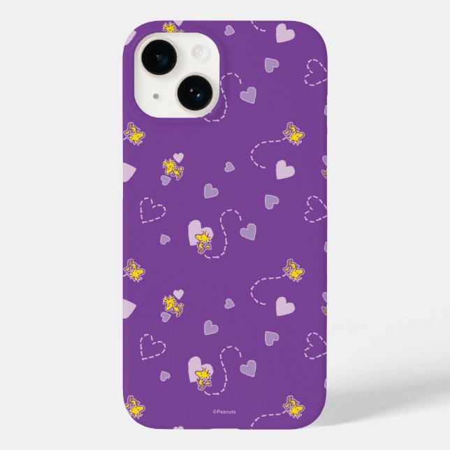 Peanuts | Woodstock Purple Heart Pattern Case-Mate iPhone Case (Back)