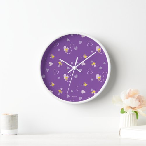 Peanuts  Woodstock Purple Heart Pattern Clock