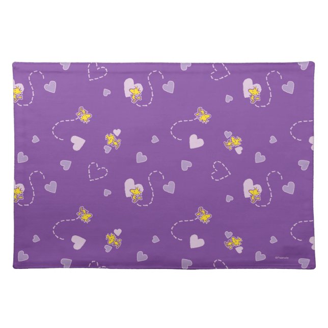 Peanuts | Woodstock Purple Heart Pattern Cloth Placemat (Front)
