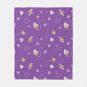 Peanuts Woodstock Purple Heart Pattern Fleece Blanket