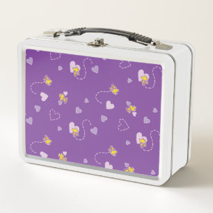 Peanuts   Woodstock Purple Heart Pattern Metal Lunch Box