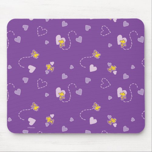 Peanuts  Woodstock Purple Heart Pattern Mouse Pad