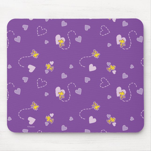 Peanuts | Woodstock Purple Heart Pattern Mouse Pad (Front)