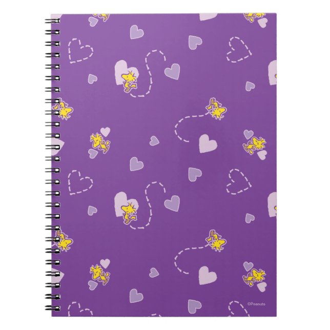 Peanuts | Woodstock Purple Heart Pattern Notebook (Front)